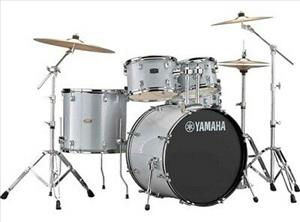 Silver 5-piece drum set